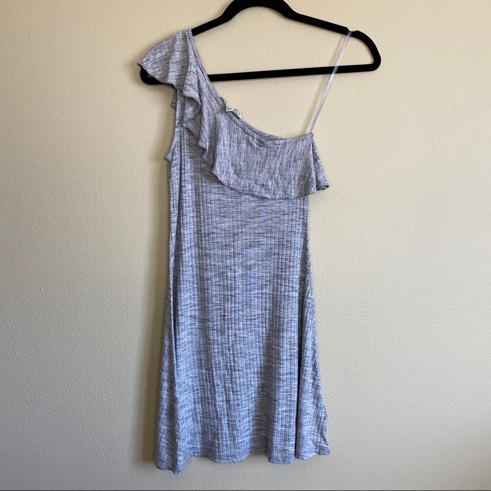 American Eagle One Shoulder Rib Heather Gray Dress XS